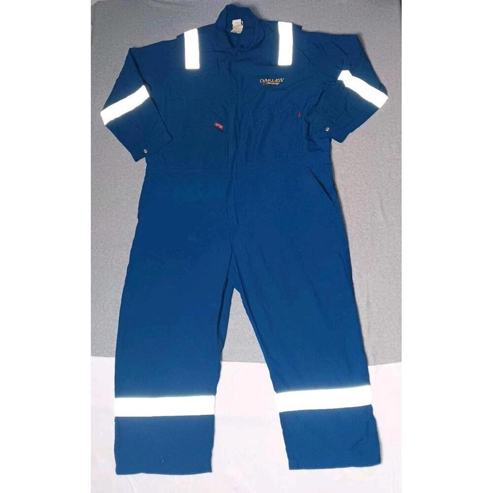 Lapco FR Coverall Jumpsuit Mens Size 4XL Blue Oakley Trucking Reflective Zip Up
